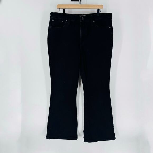 Madewell Size 32 Perfect Vintage Flare Jeans Black High Rise Stretch Denim - Picture 1 of 7